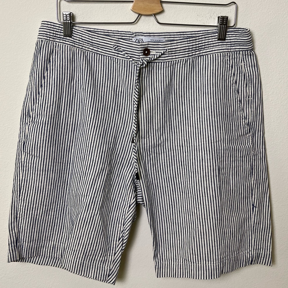 Zara - Navy Stripe Casual Shorts
